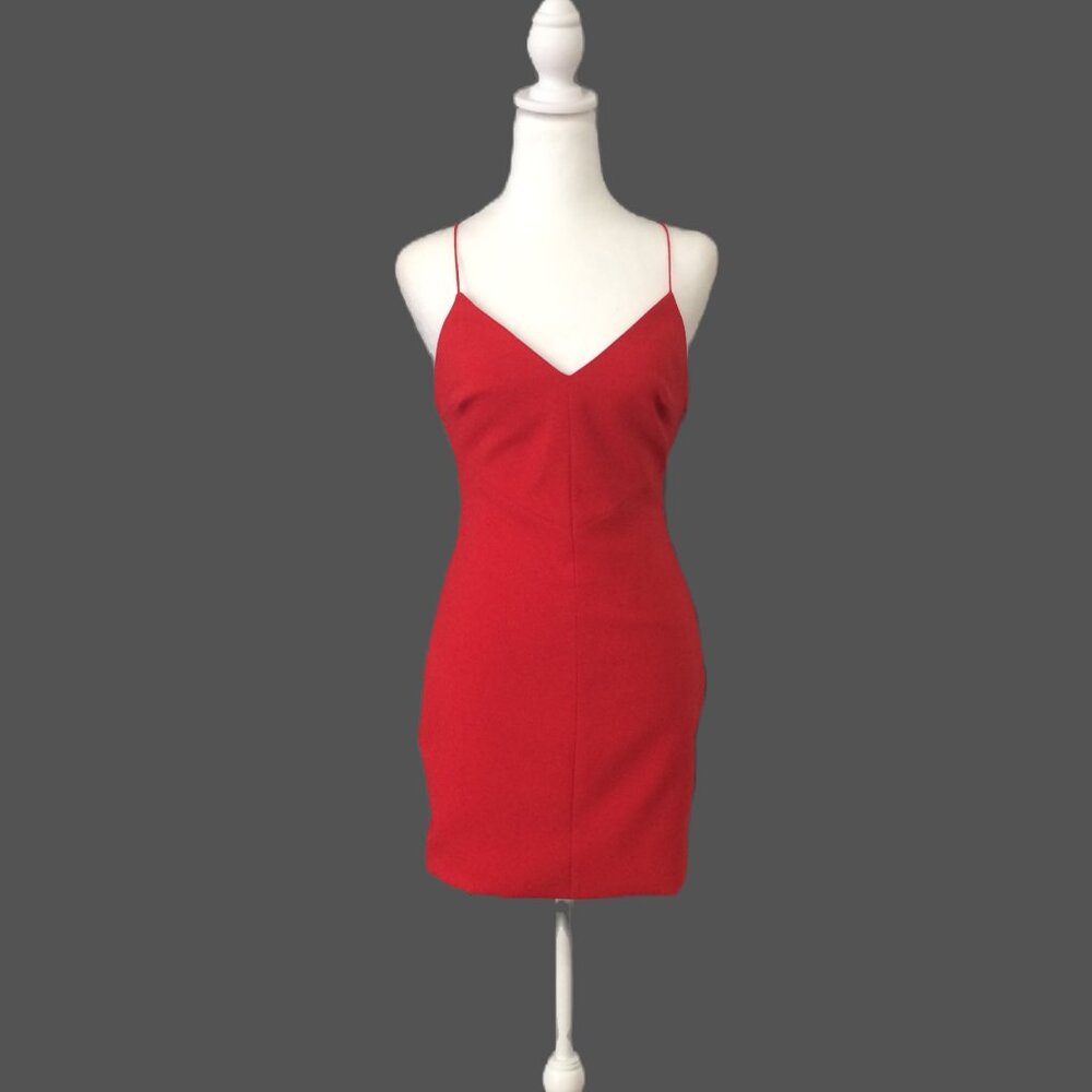 Likely Red Spaghetti Strap V-Neck Mini Dress